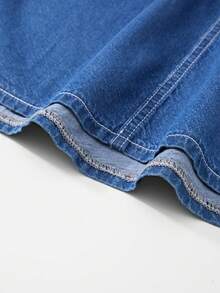 GlowEve 女士休闲日常百搭大口袋牛仔裙 - 藍色 - 查看 3