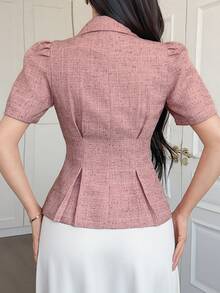 DAZY Women's Casual Petal Sleeve Blazer Jacket, Summer - Pink - View 2