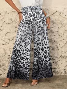 Brillora Women's Loose Wide Leg Printed Woven Pants, Spring/Summer Vacation - Grey - View 4