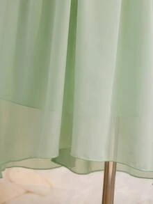 Tween Girl Luxurious Elegant Green Sleeveless Chiffon Fitted Dress, Suitable For Evening Party, Christmas, Halloween, Wedding, Prom, Vacation, Graduation Season And Other Occasions - Mint Green - View 7