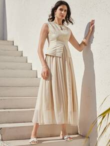 Dazy-Less Women's Summer Elegant Sleeveless Dress - Apricot - View 7