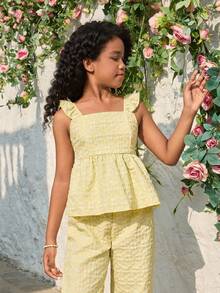 Sparklyn Girls' Casual Vacation Yellow Fitted Spaghetti Strap Tank Top, Summer Tops, Soft & Slim Fit, Fashionable Design Suitable For Vacation, Travel, Campus, Daily Wear - Yellow - View 5