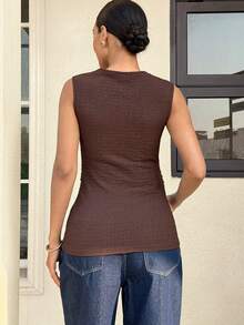 MaterniWear Maternity Casual Sleeveless Tank Top - Brown - View 7