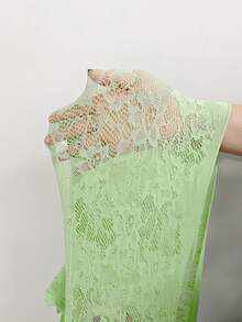 SHEIN DivaQ 女士性感绿色提花吊带背心 - 綠色 - 查看 7