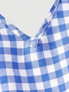 SHEIN MOD Women's Casual Plaid Backless Halter Midi Dress, Summer - Blue and White - View 5