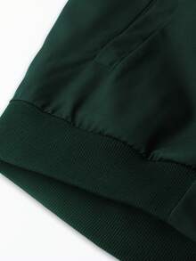 Manfinity Homme Jaket Kasual Ringan Warna Polos untuk Pria Ukuran Besar, Musim Panas - Dark Green - View 4