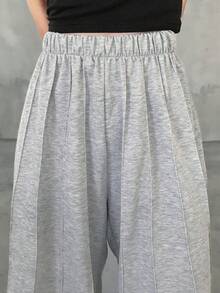 FRIFUL Women's Elastic Waist Palazzo Pants, Ankle Length, Summer - Grey - View 6