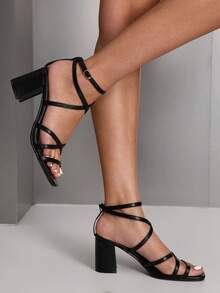 CUCCOO SZL Women Heeled Sandals Spring Shoes - Black - View 4