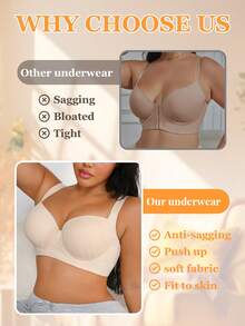 NudeFit Áo ngực không gọng cỡ lớn, áo ngực thoải mái mặc hàng ngày với dây đeo rộng, nâng đỡ và làm nổi bật vòng một, 1 chiếc. - Màu be - Xem 4