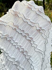 SHEIN 孕妇纯色荷叶边修身夏季吊带连衣裙 - 白色 - 查看 6