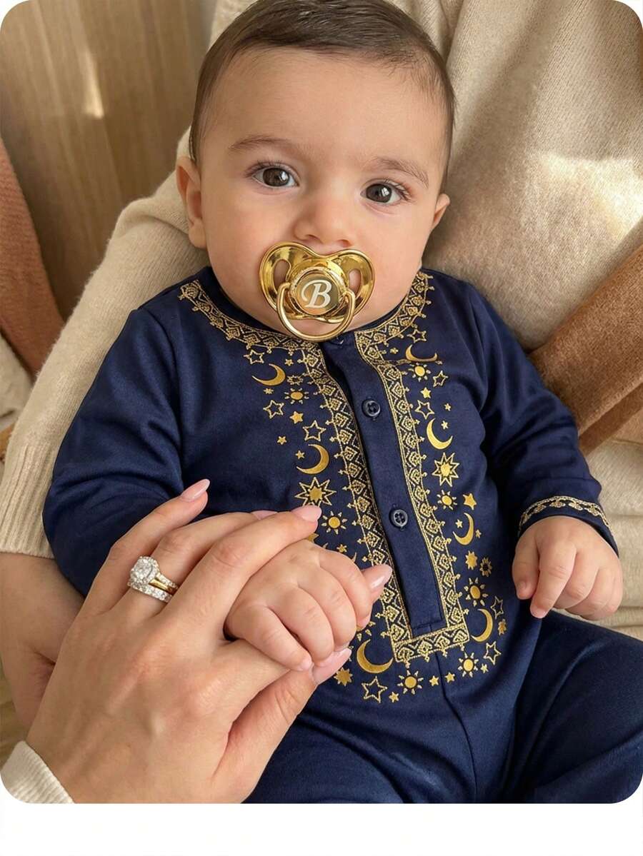 Newborn Baby Boy Cute Fluffy Blue Cartoon Pattern Jumpsuit, Autumn/Winter - Blue - View 1