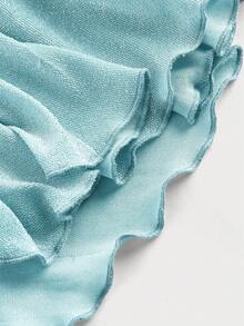 SHEIN MOD 亮片荷叶边大码女裙 - 薄荷綠 - 查看 4