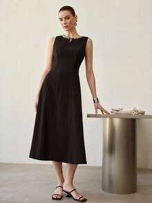 MOTF PREMIUM Abito con taglio e paillettes a contrasto - nero - Visualizzare 3