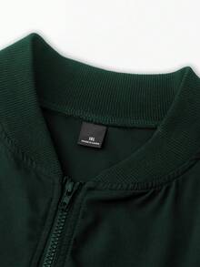 Manfinity Homme Jaket Kasual Ringan Warna Polos untuk Pria Ukuran Besar, Musim Panas - Dark Green - View 6