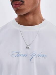 SUMWON Áo thun nam tay ngắn cổ tròn in họa tiết hình ảnh đảo Santorini nhiệt đới, phong cách Địa Trung Hải, thích hợp mặc mùa hè. - trắng - Xem 5