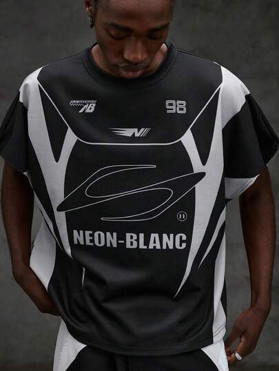 NEON BLANC Camiseta de tirantes holgada casual para hombre, estampado digital, talla estándar, color negro, para verano