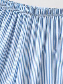 SHEIN Tween Girl Casual Striped Shirt & Pants T-Shirt Set, Suitable For Vacation, Outing, School, Ins Style - Blue - View 4