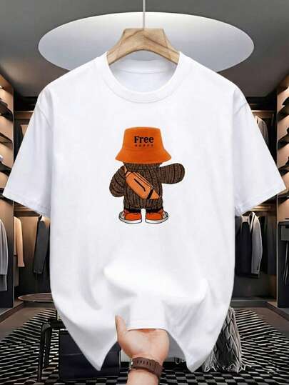 Camiseta de manga corta suelta con estampado de moda para hombres | Diseño exquisito | Imprescindible para el verano | Fácil de combinar, muestra tu estilo, emo, estilo de los 2000