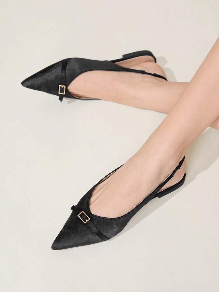 CUCCOO CHICEST Women's Fashion Pointed Toe Flat Backless Satin Butterfly Decor Comfortable Breathable Casual Commute Mary Jane Flat Shoes Wedding Shoes Spring Shoes Bride Shoes