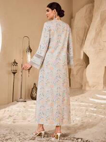 Yasmyna Romantic Floral Lace Patchwork Loose Fashionable Dress For Women - Mint Green - View 5