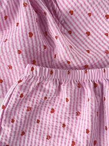 Soleia 两件套女士心形条纹系带吊带背心和短裤套装 - 彩色 - 查看 5