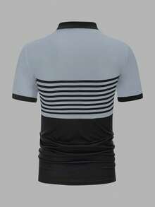 Manfinity Homme Men's Striped Short Sleeve Casual Commuter Polo Shirt - Multicolor - View 2