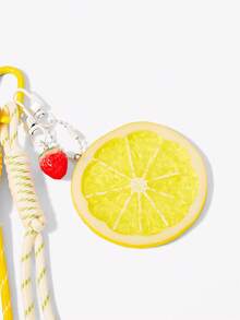 Viva Strut 1个趣味仿真水果柠檬片吊坠，多功能简约创意钥匙扣包包配饰吊坠 - 黃色 - 查看 4