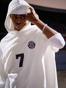 EVRINFINITE 男士休闲时尚街头标语印花落肩宽松透气短袖T恤，夏季，夏季足球服 - 白色 - 查看 11