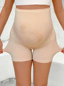 SHEIN Sommer Umstandsmode Umstandsmode Leggings Zweierpack, einfarbige lässige vielseitige Alltagsshorts, formende Shorts mit hoher Taille, nahtlose Shorts 2er Pack, nahtlos, super elastisch und nahtlose Umstandsleggings, Zweiteiler in Nude und Schwarz mit niedlichen Mustern. Formende Shorts, Shapewear Shorts mit hoher Taille, Body Shaper Kompressionsshorts 2er Pack Damen Shorts - Verschiedenfarbig - Übersicht 5