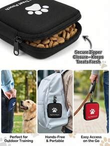 PETSIN 1PC Dog Paw Printed Dog Food Bag With Zipper Closure - Portable Pet Snack Bag For Outdoor Dog Training Snacks Pack - Multicolor - View 2