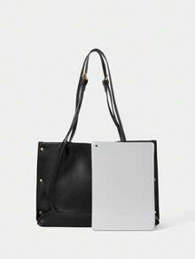 SHECARRY Women's Black Tote Bag, Large Capacity Shoulder Bag - Black - View 4