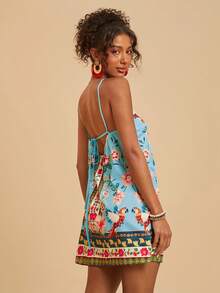 Travachic Vestido mini casual de vacaciones con estampado floral y cuello halter para mujer - Multicolor - Ver 7
