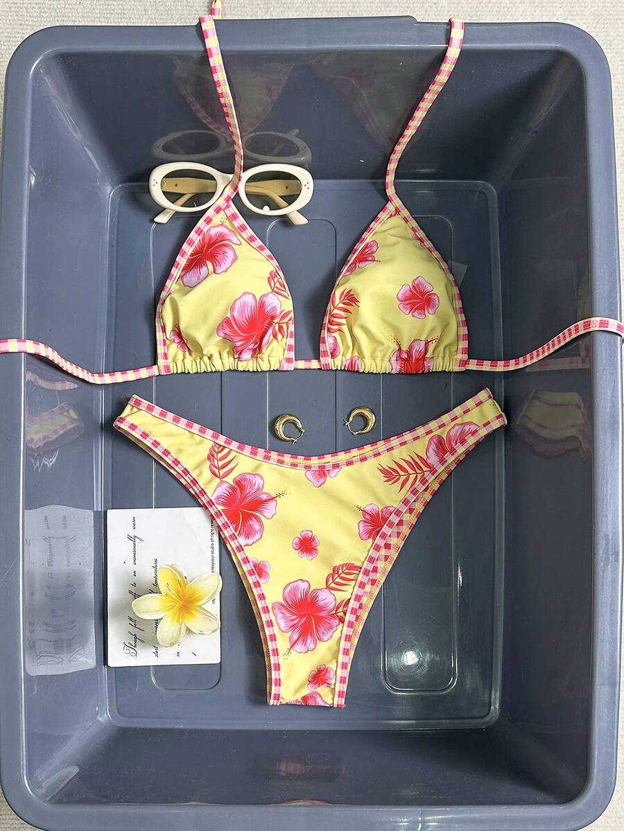 Swim Mod Tropiskt tryckt bikiniset för kvinnor, avslappnad semester - Multifärgad - Visa 1