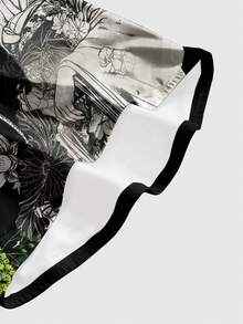 ROMWE Avant Áo ống ngắn kiểu Geisha thư pháp, phong cách Trung Hoa mới, cô gái nóng bỏng, gothic tối màu, vintage, gợi cảm dành cho nữ. - màu đen - Xem 4