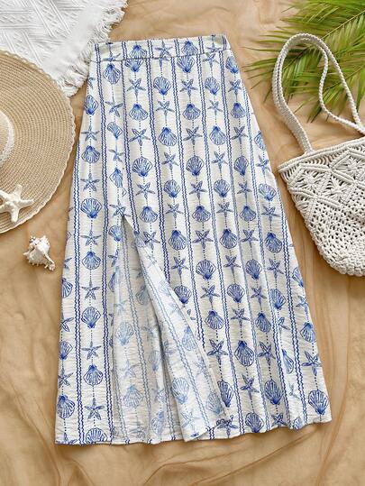 Soleia 女士度假碎花休闲开衩裙