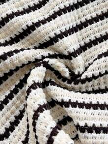 Soleia 女士夏季度假条纹吊带上衣和短裤两件套 - 黑與白 - 查看 6