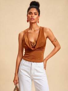 Travachic Áo tank top nữ màu trơn, cổ nhún xếp ly, thời trang, đa năng, thích hợp cho kỳ nghỉ hè, nghỉ xuân, tiệc tùng, đi biển, mùa xuân, ngày Valentine, quà Valentine cho nữ, trang phục lễ hội, thanh lịch, lễ hội, từ xuân sang hè, tiệc tùng, trang phục lễ hội, phong cách boho Mexico cho nữ. - màu nâu - Xem 4