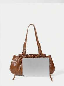 SHECARRY Bolso de hombro minimalista y versátil de color marrón con estilo retro - Marrón - Ver 6