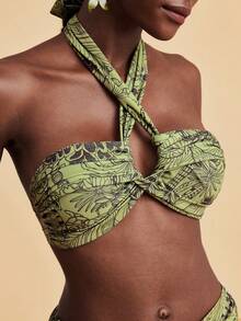 Travachic Women's All-Over Print Halter Neck Backless Bikini Set - Multicolor - View 8