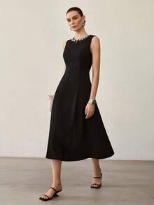 MOTF PREMIUM Abito con taglio e paillettes a contrasto - nero - Visualizzare 6