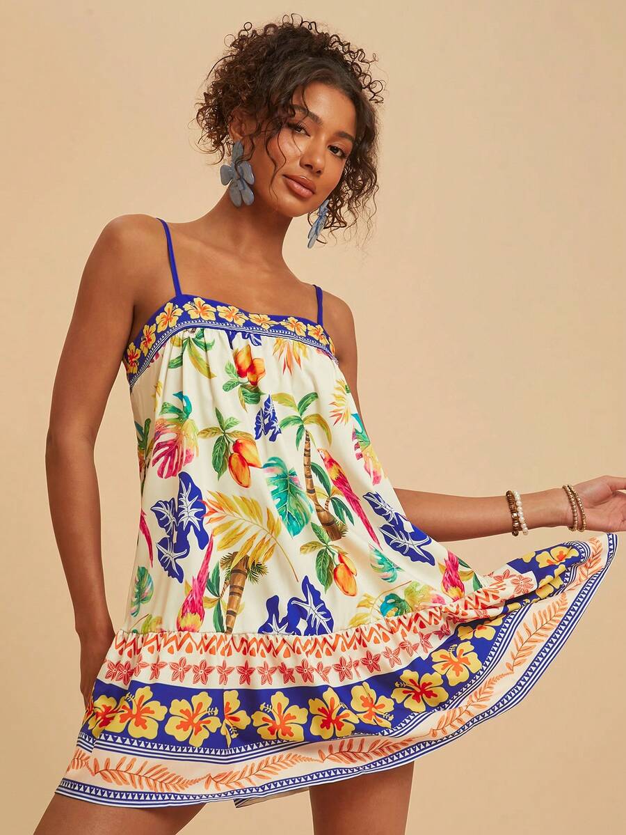 Travachic 女士度假休闲热带印花吊带衫 - 彩色 - 查看 1