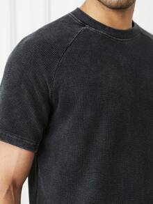 HUEFORM Men's Casual Retro Washed Waffle T-Shirt, Summer - Black - View 2