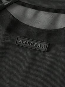 AXEPEAK Men's Fashionable Street Sexy Sheer Mesh Raglan Short Sleeve T-Shirt, Summer - Black - View 3