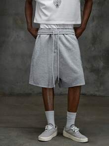 NEON BLANC Men's Graphic Print Drawstring Waist Casual Shorts, Summer - Grey - View 4