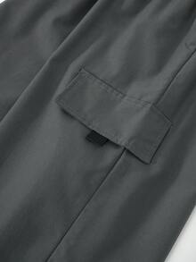 SHEIN Mirajuku 2pcs Boys' Print Black Short Sleeve T-Shirt And Beige Cargo Pants Casual Suit, Spring/Summer - Grey - View 7