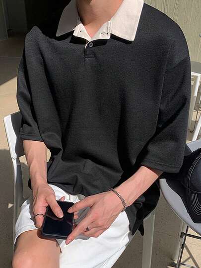 DAZY 男士撞色领短袖Polo衫，夏季