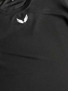 StoneGrade 男士宽松翼纹落肩休闲T恤，夏季 - 黑色 - 查看 7