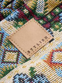 PAVTROS Men's Woven Geometric Jacquard Drawstring Hem Jacket - Multicolor - View 4