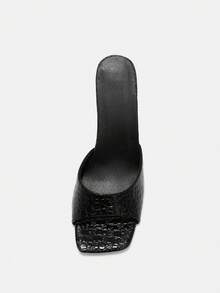 Bholvia 女士时尚黑色蛇纹细高跟露趾派对/生日礼物凉鞋，简约优雅蛇纹户外高跟鞋，适合聚会、约会等场合 - 黑色 - 查看 11