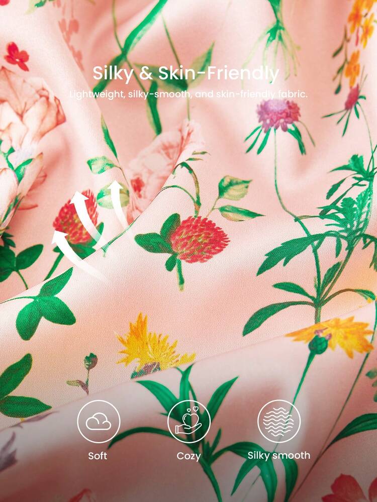 Plus Size Women's Pink Floral Kimono Dress